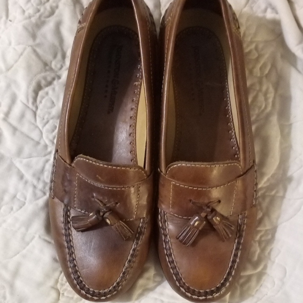 Johnson And Murphy Handcrafted Brown Leather Loafers with Tassels